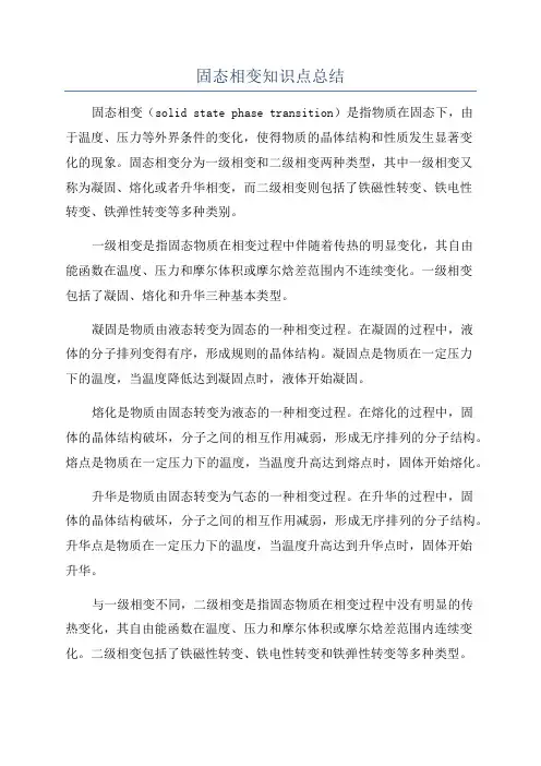 固态相变知识点总结