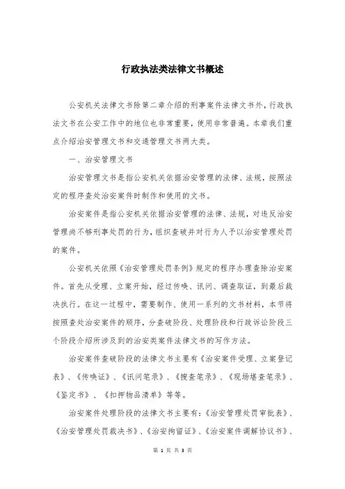行政执法类法律文书概述