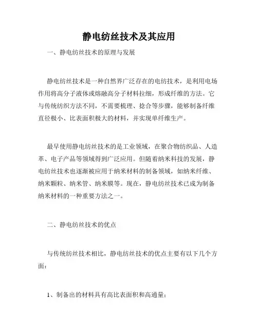 静电纺丝技术及其应用