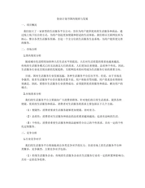 创业计划书国内现状与发展