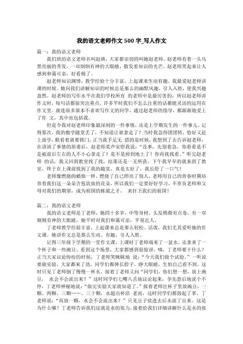 我的语文老师作文500字_写人作文