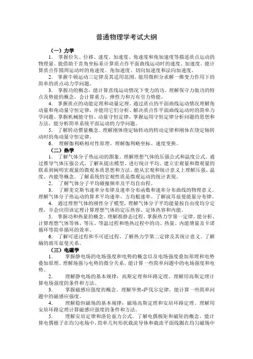普通物理学考试大纲 .doc
