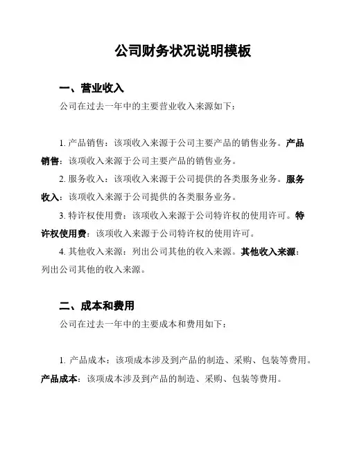 公司财务状况说明模板