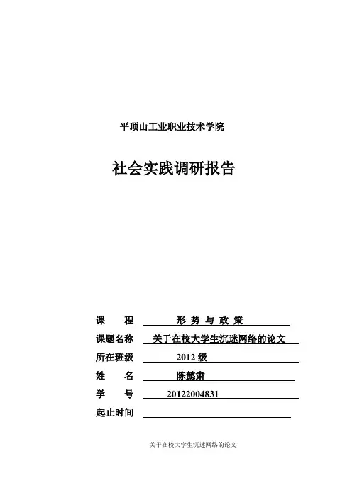 关于在校大学生沉迷网络的论文