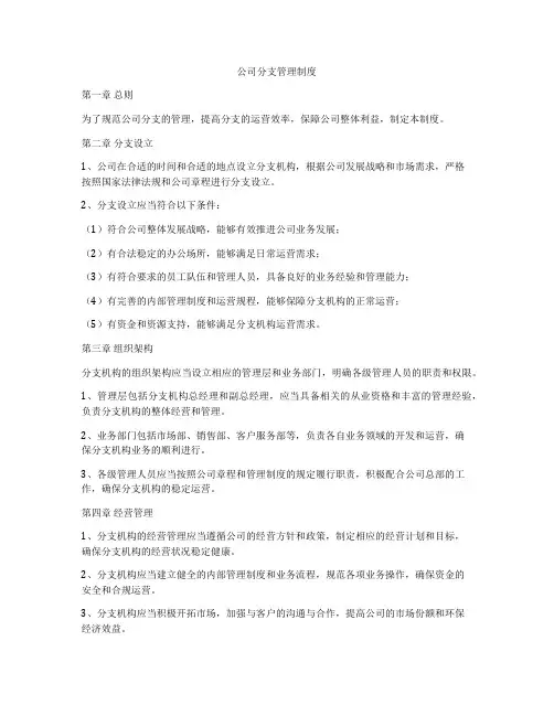 公司分支管理制度