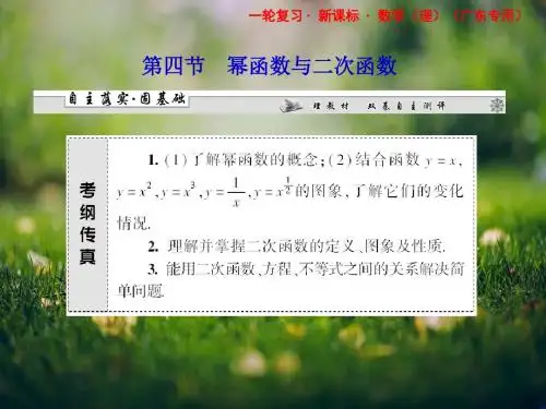 高考数学(理)一轮复习课件：第二章第四节 幂函数与二次函数(广东专用)