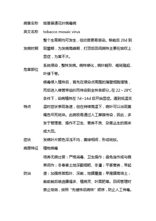 烟草普通花叶病毒病