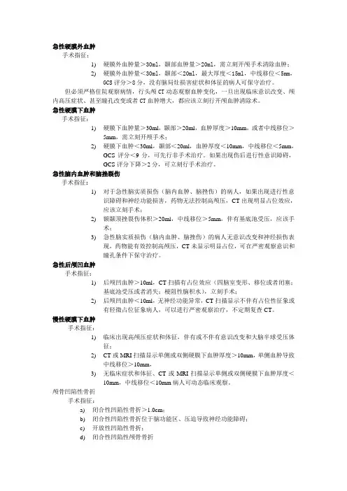 脑外伤手术指征