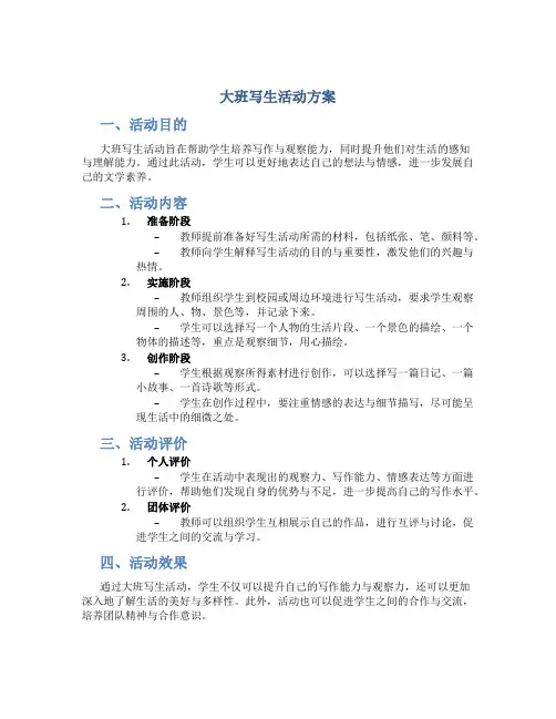 大班写生活动方案