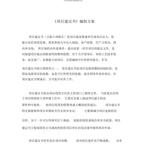 可行性研究报告编制规划方案