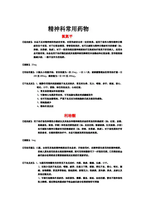 精神科常用药物