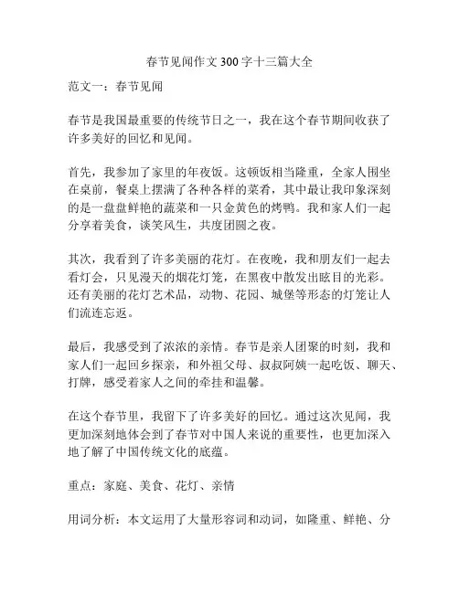 春节见闻作文300字十三篇大全