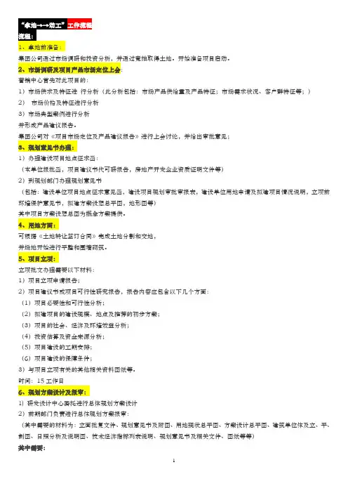 拿地→→动工”工作流程