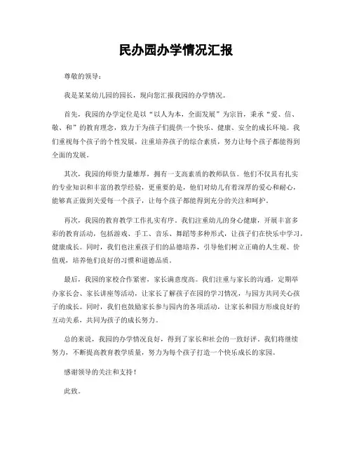 民办园办学情况汇报