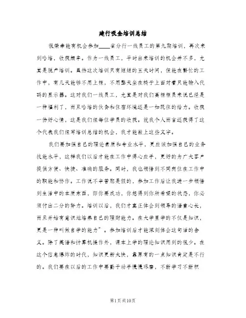 建行吸金培训总结（2篇）