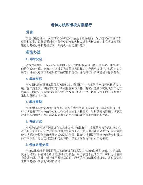 考核办法和考核方案银行