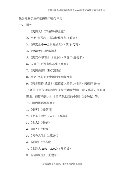 摄影专业学生必读摄影书籍及画册