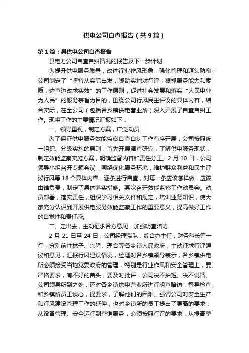 供电公司自查报告（共9篇）