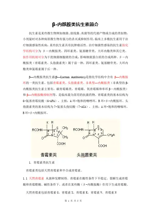 β-内酰胺类抗生素简介