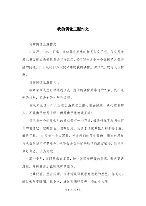 我的偶像王源作文