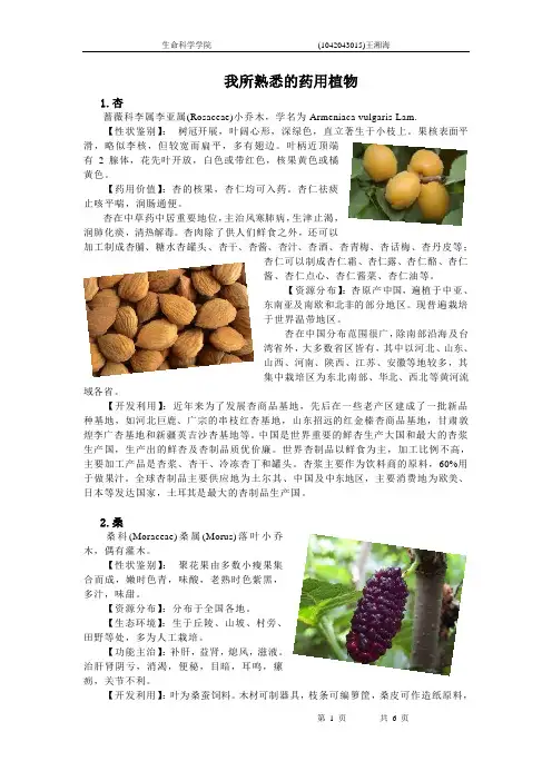 我所熟悉的药用植物