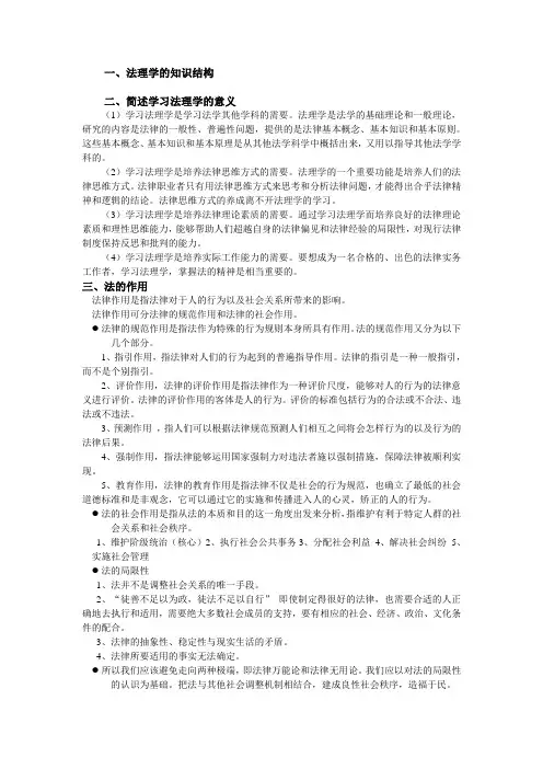 法理学复习提纲