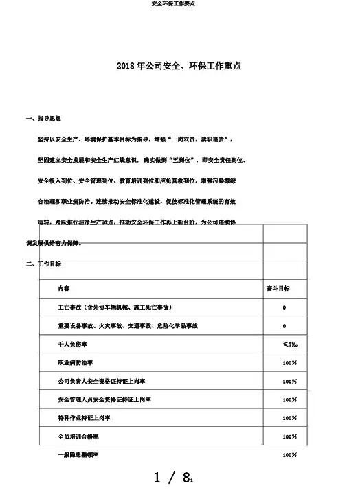 安全环保工作要点