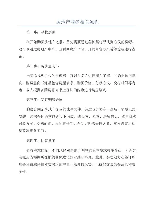 房地产网签相关流程