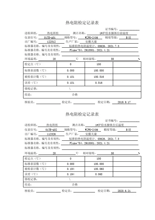热电阻3检定报告