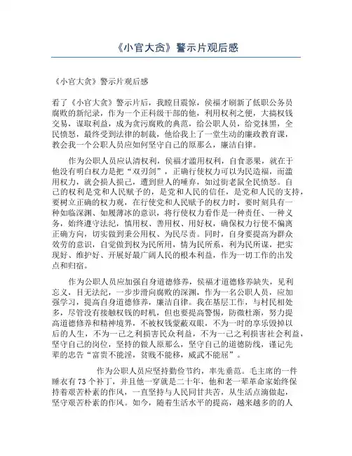 《小官大贪》警示片观后感