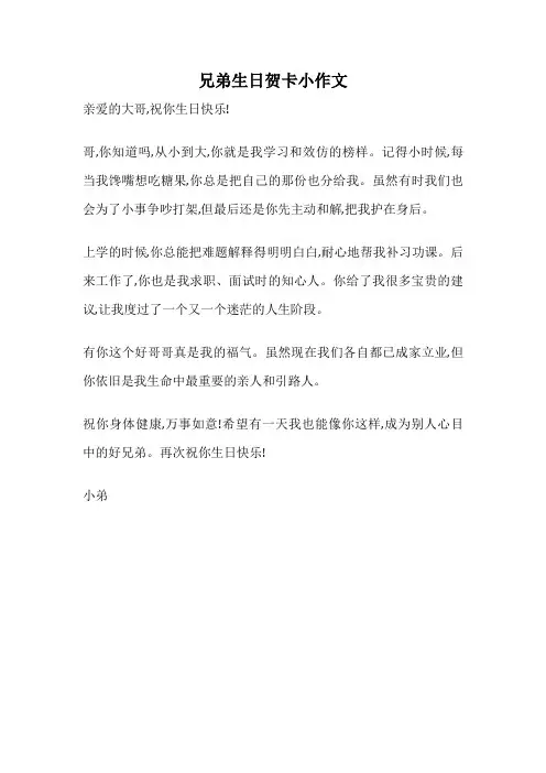 兄弟生日贺卡小作文