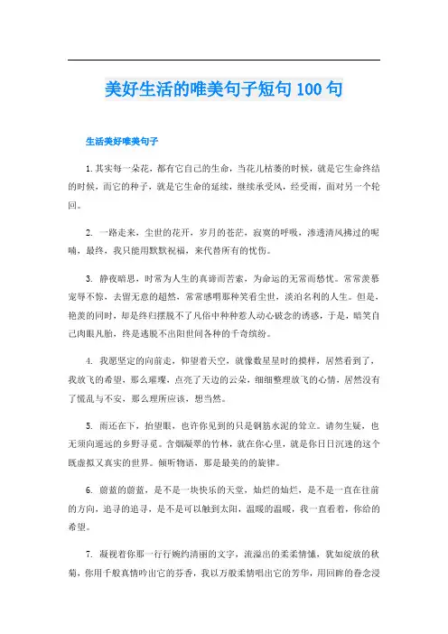 美好生活的唯美句子短句100句