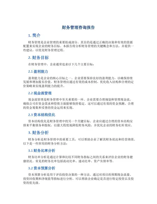 财务管理咨询报告