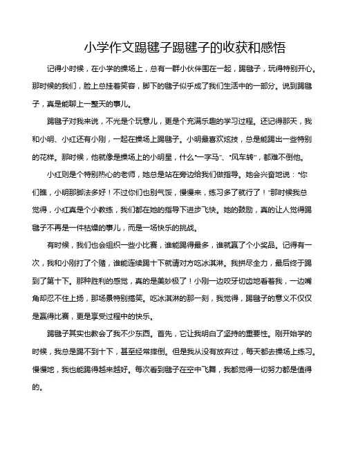 小学作文踢毽子踢毽子的收获和感悟