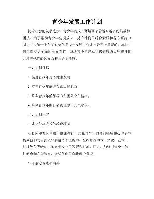 青少年发展工作计划