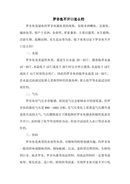 钓鱼技巧：罗非鱼不开口怎么钓