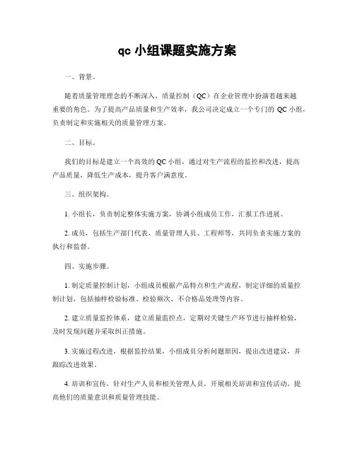 qc小组课题实施方案