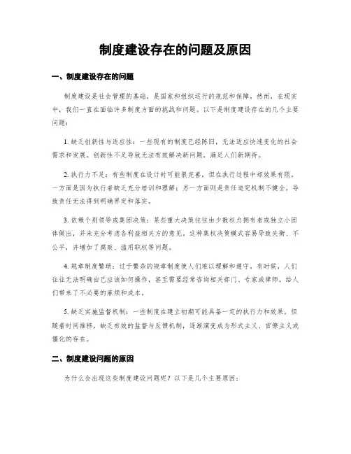 制度建设存在的问题及原因