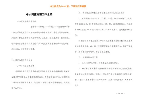 中小河流治理工作总结