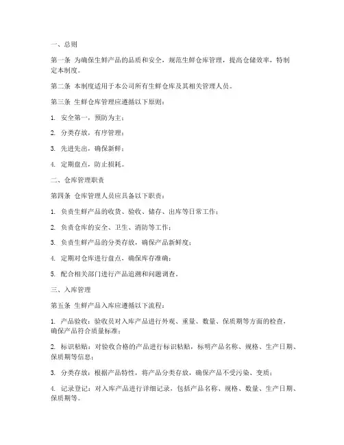 生鲜仓库管理制度模板