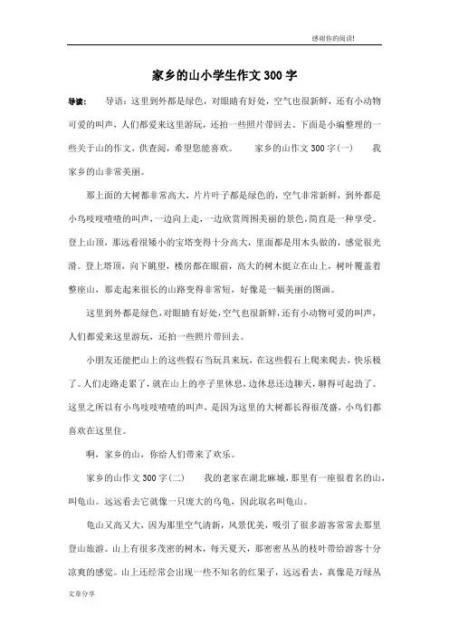 家乡的山小学生作文300字
