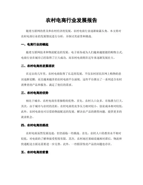 农村电商行业发展报告