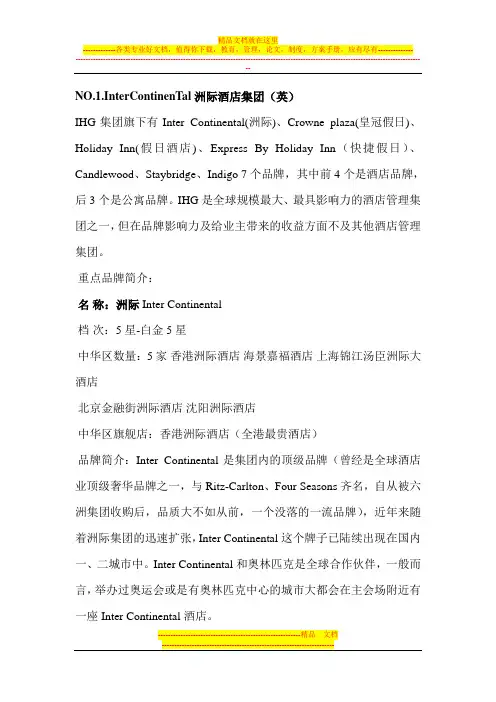 十大国际酒店集团