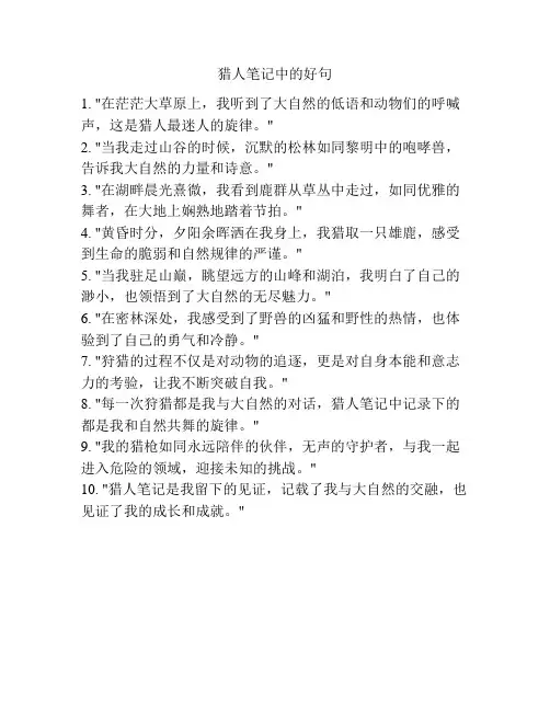 猎人笔记中的好句