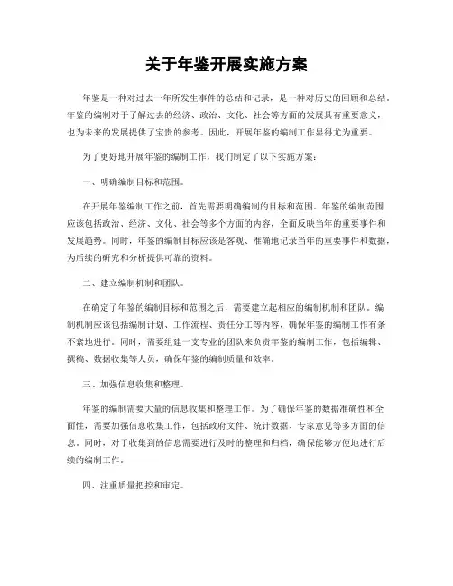 关于年鉴开展实施方案