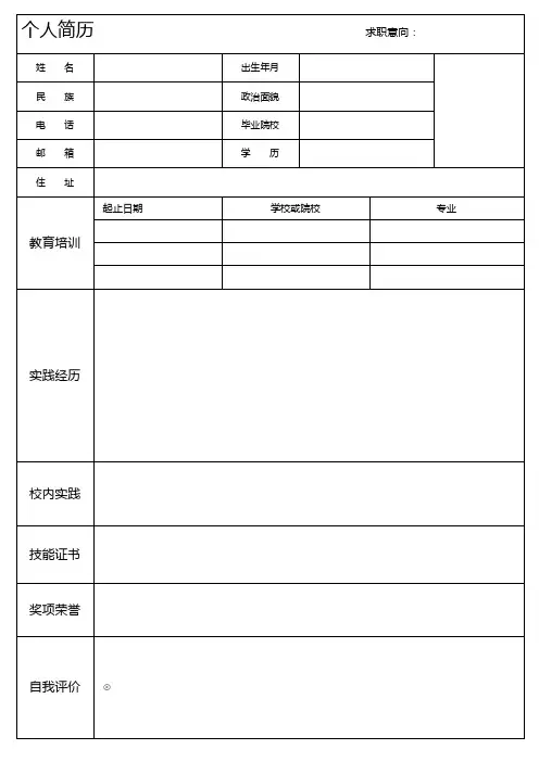 个人空白简历标准表(2)