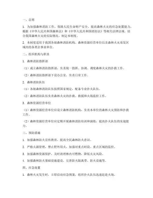 森林消防紧急预案制度范本