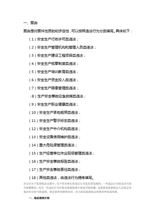 安全生产行政执法案由18类违法