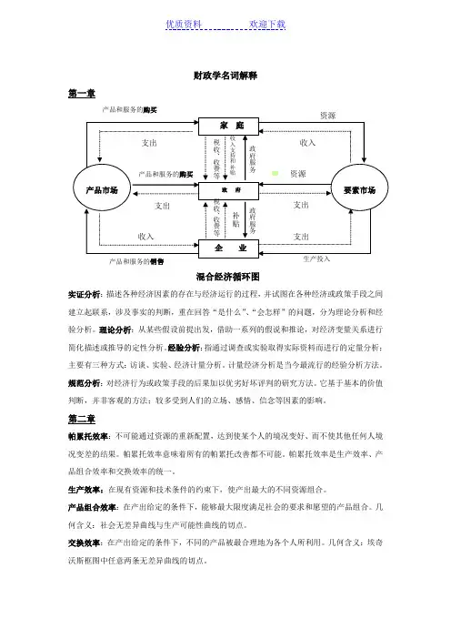 财政学名词解释