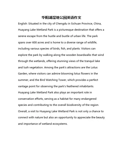 华阳湖湿地公园英语作文
